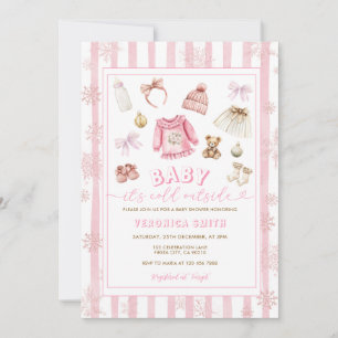 Pink Clothes Baby It’s Cold Outside Baby Shower Invitation