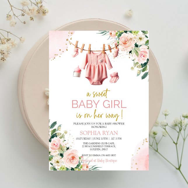 Pink clothes Baby Shower Invitation (Creator Uploaded)