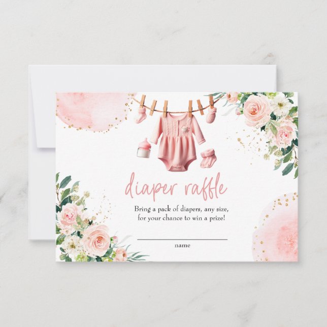 Pink clothes Diaper raffle card (Front)