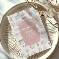 Pink Clothes Toile De Jouy Baby Shower