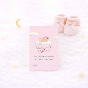 Pink Cloud Baby Girl Shower Diaper Raffle Enclosure Card