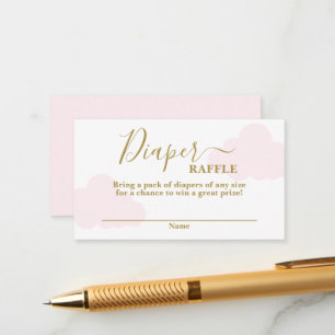 Pink Cloud baby shower Diaper Raffle Card