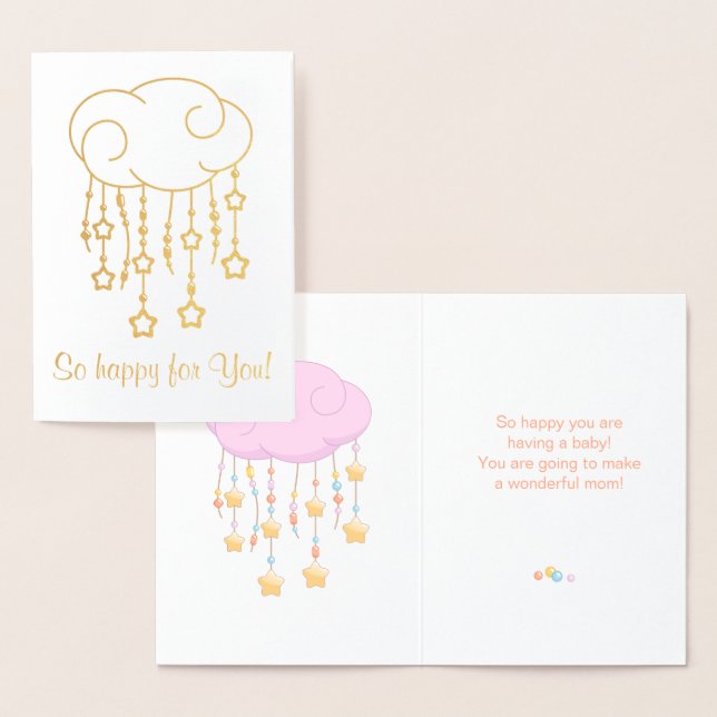 Pink Cloud Beads Stars Mobile Having Baby Foil Card (Display)