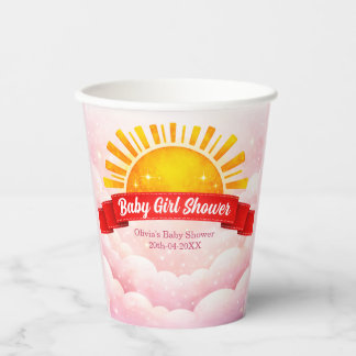 Pink Cloud & Golden Sun Baby Girl Shower  Paper Cups