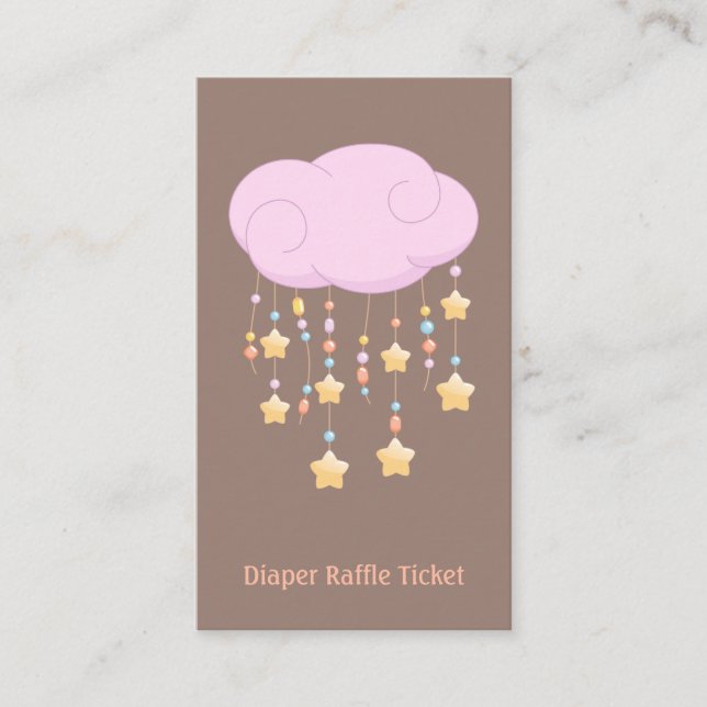 Pink Cloud Mobile Baby Shower Diaper Raffle Ticket Enclosure Card (Front)