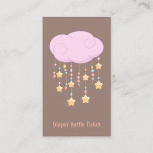 Pink Cloud Mobile Baby Shower Diaper Raffle Ticket Enclosure Card