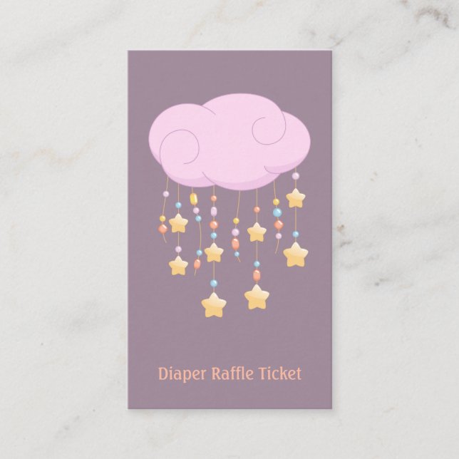 Pink Cloud Mobile Baby Shower Diaper Raffle Ticket Enclosure Card (Front)
