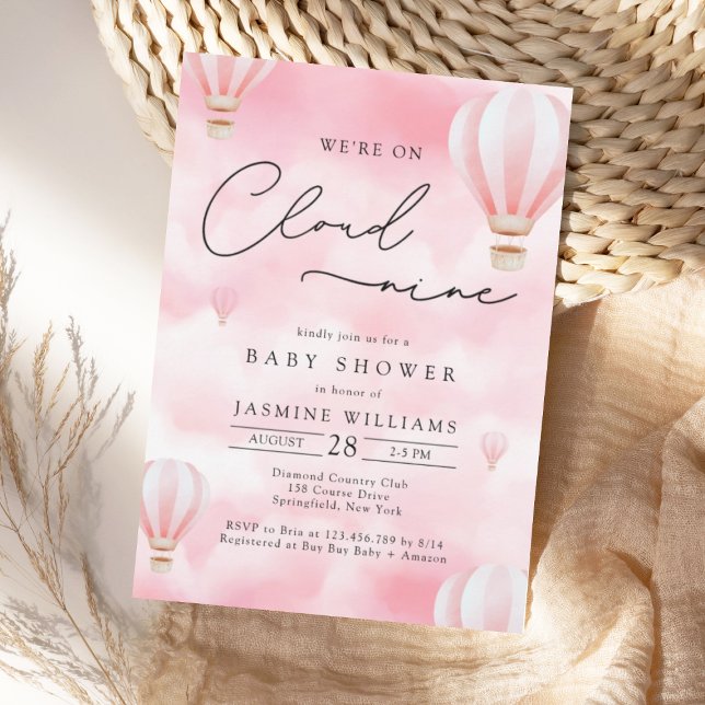 PinK Cloud Nine Baby Shower Invitation (Creator Uploaded)
