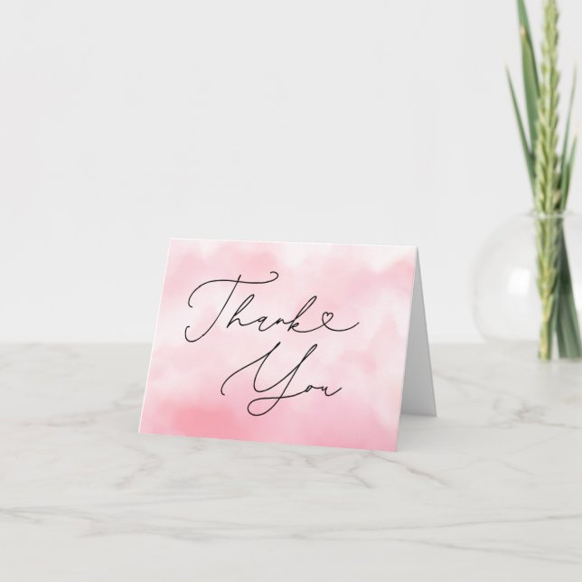 Pink Cloud Nine Baby Shower  Thank You Card (Front)