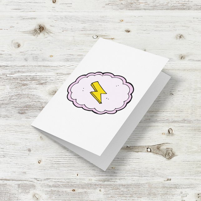 Pink Cloud Yellow Lightning Bolt Card (Creator Uploaded)