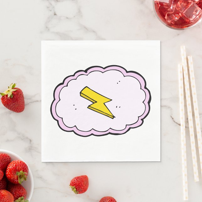 Pink Cloud Yellow Lightning Bolt Napkins (Creator Uploaded)