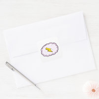 Pink Cloud Yellow Lightning Bolt Square Sticker