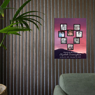 Pink Clouds at Sunset Photo Collage Heart   Acrylic Sign