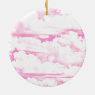 Pink Clouds Fashion Background Ceramic Tree Decoration