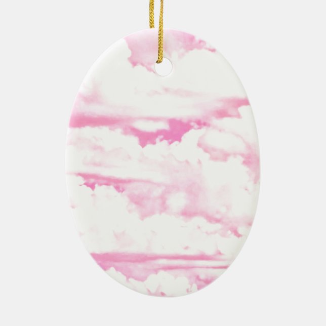 Pink Clouds Fashion Background Ceramic Tree Decoration (Back)