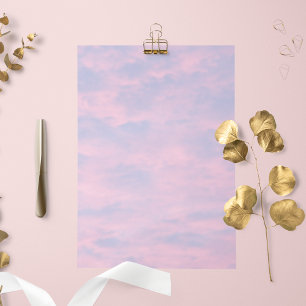 Pink Clouds in Blue Sky Stationery Paper
