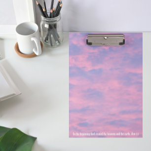 Pink Clouds in Sky Bible Verse Clipboard