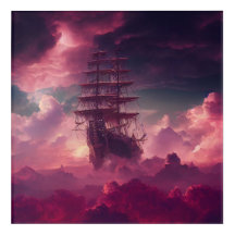Pink Clouds Nautical Pirate Ship