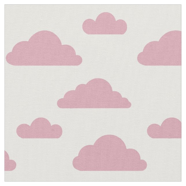 Pink clouds on white fabric by Nicole Janes (Close Up)