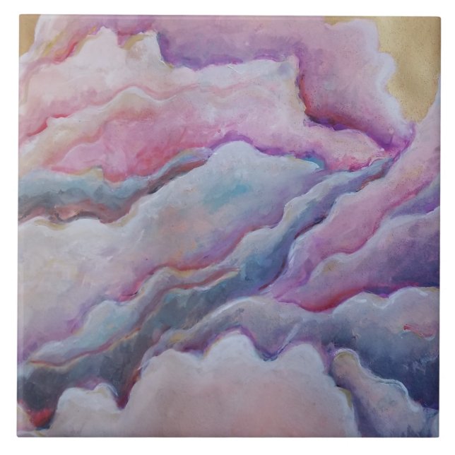 pink clouds painting tile (Front)