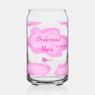  pink clouds pastel stars bridesmaid girly modern  can glass
