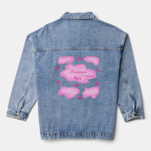  pink clouds pastel stars bridesmaid girly modern  denim jacket