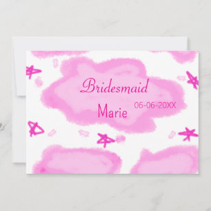 pink clouds pastel stars bridesmaid girly modern invitation