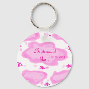 pink clouds pastel stars bridesmaid girly modern key ring