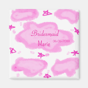 pink clouds pastel stars bridesmaid girly modern magnet