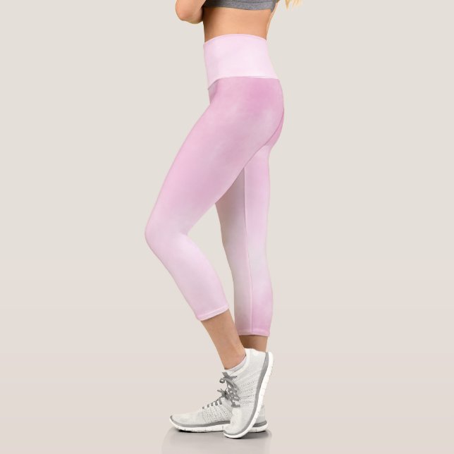 Pink clouds pattern capri leggings (Left)