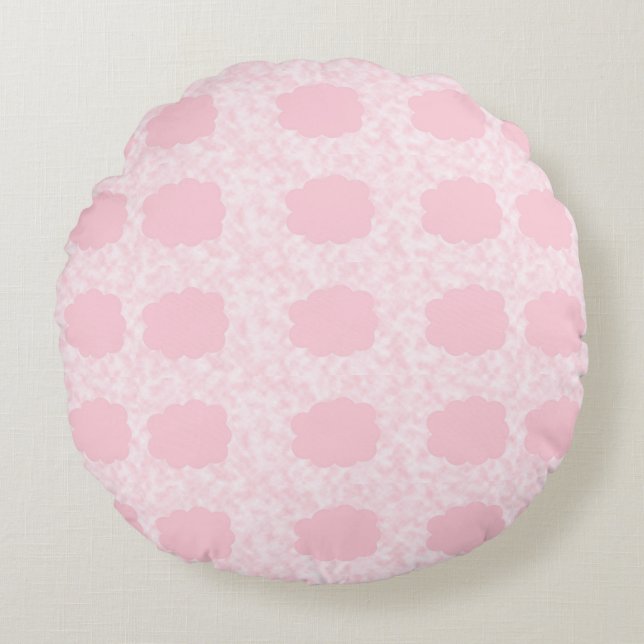 Pink Clouds Round Pillow (Front)