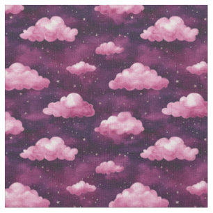 Pink Clouds & Stars on Purple and Magenta Fabric