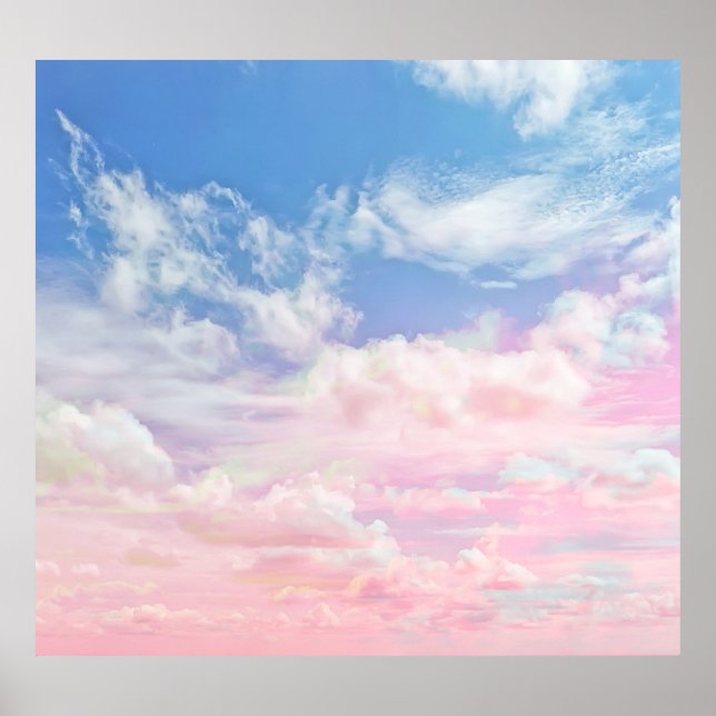 Pink Clouds Watercolor: Gradient Sky. Poster (Front)