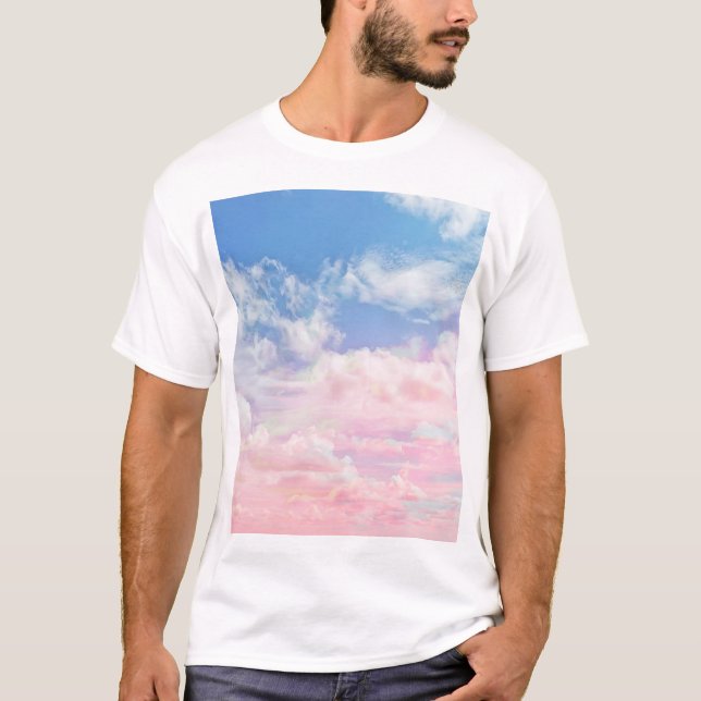 Pink Clouds Watercolor: Gradient Sky. T-Shirt (Front)