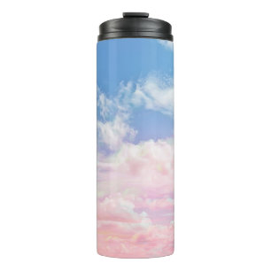 Pink Clouds Watercolor: Gradient Sky. Thermal Tumbler