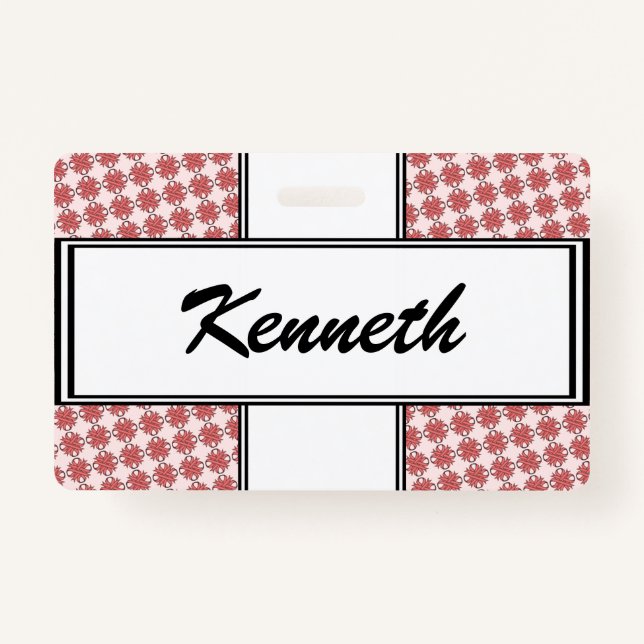 Pink Clover Ribbon by Kenneth Yoncich ID Badge (Front)