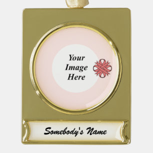 Pink Clover Ribbon Template by Kenneth Yoncich Gold Plated Banner Ornament