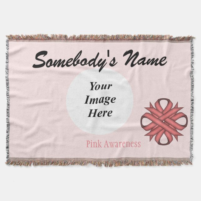 Pink Clover Ribbon Template by Kenneth Yoncich Throw Blanket (Front)