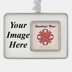 Pink Clover Ribbon Tmpl (H-I) by Kenneth Yoncich Silver Plated Framed Ornament