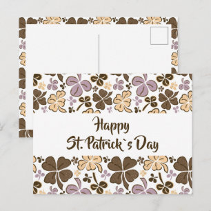 Pink Clover Shamrock Pattern St. Patrick`s Day Postcard