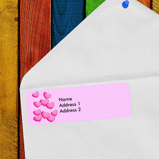 Pink Cluster of Hearts (Cluster of pretty bright pink hearts on pin return address labels for Valentines Day.)