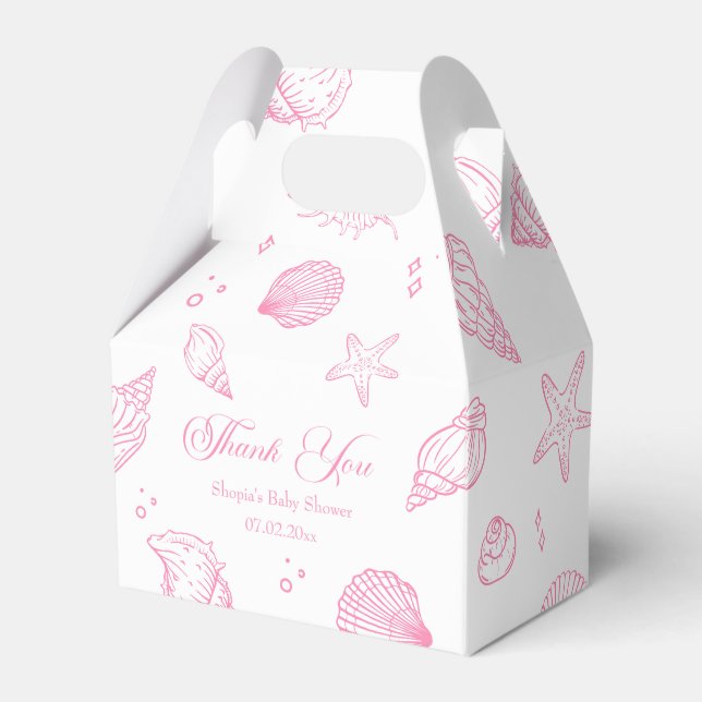 Pink Coastal Baby Shower Thank You Favour Box (Front Side)