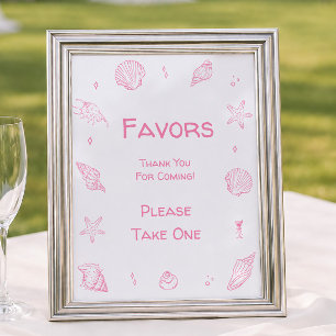 Pink Coastal Beach Beach Baby Shower Favour Poster
