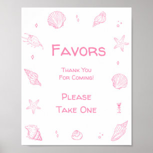 Pink Coastal Beach Beach Baby Shower Favour Poster