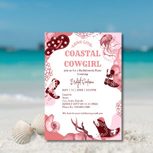 pink coastal cowgirl bachelorette party invitation