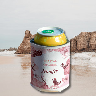 pink coastal cowgirl can cooler