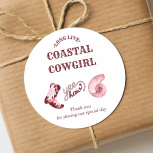 pink coastal cowgirl classic round sticker