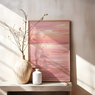 Pink Coastal Sunset Abstract Canvas Print