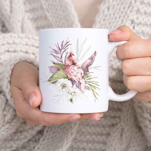 Pink Cockatoo Parrot Watercolor Art  Coffee Mug (Creator Uploaded)