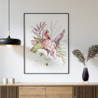 Pink Cockatoo Parrot Watercolor Art
